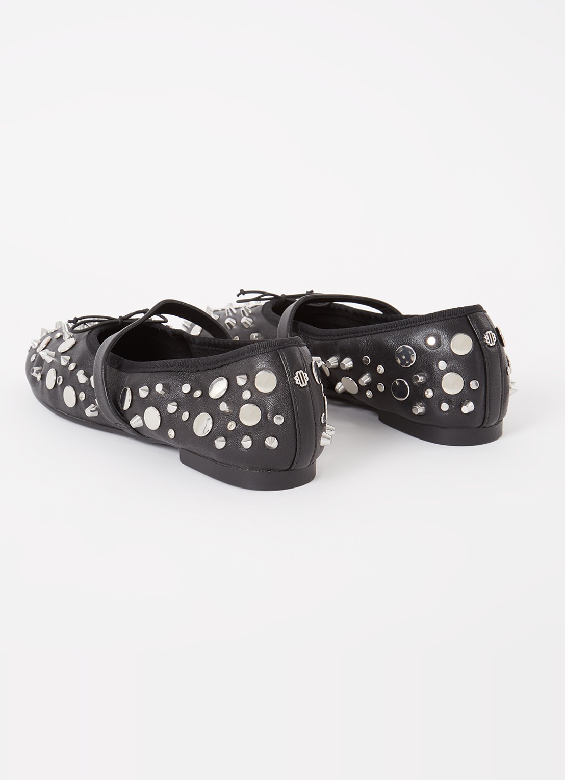 Maje Ballerina van kalfsleer met studs  - detail 2 zwart