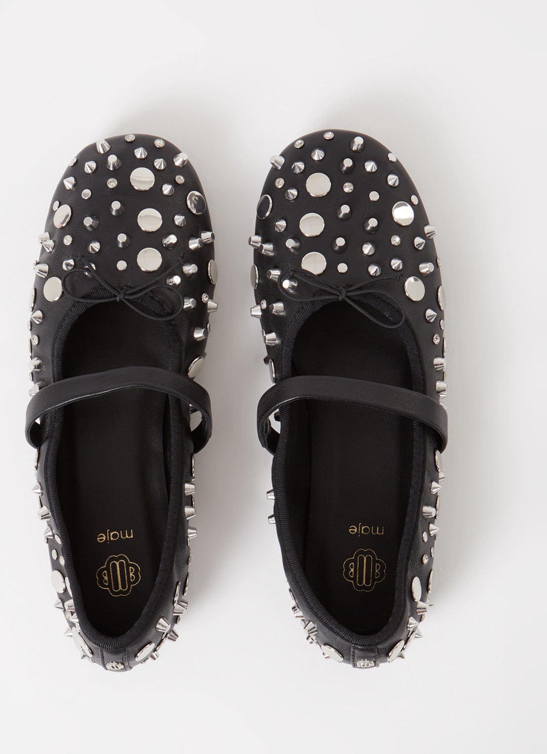 Maje Ballerina van kalfsleer met studs  - detail 3 zwart