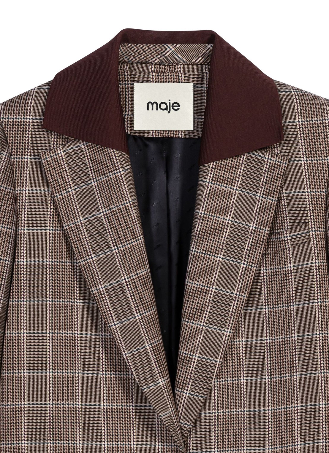 Maje Blazer in scheerwolblend met ruitdessin en klepzakken - detail 7 bruin