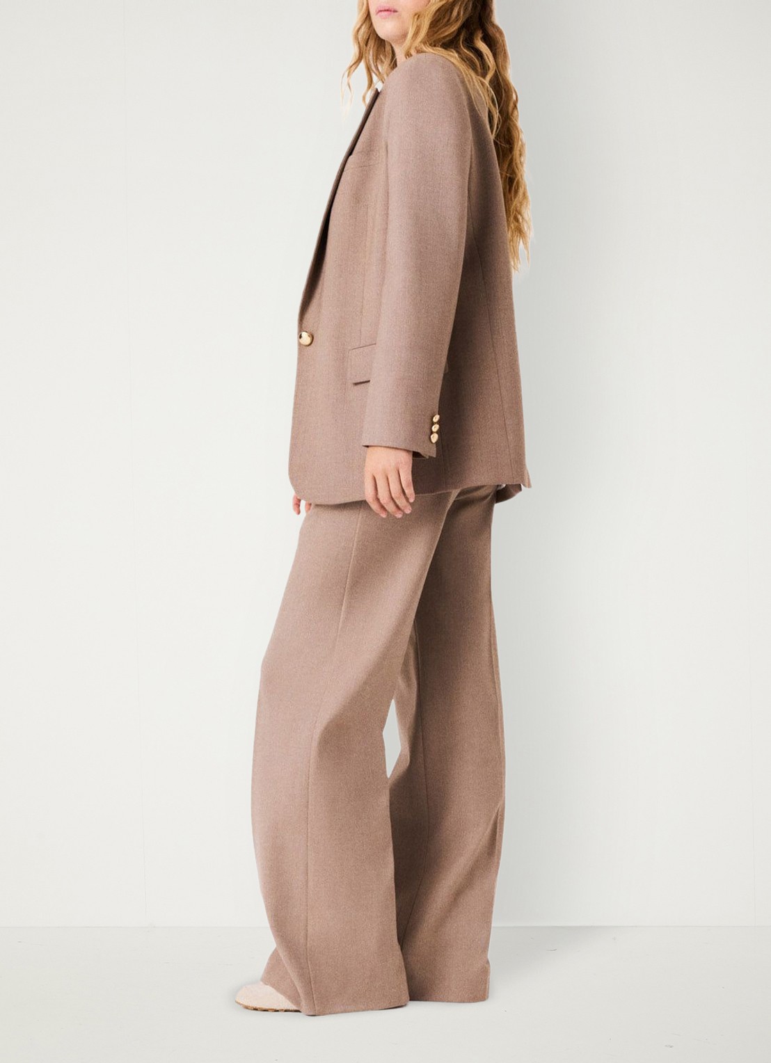 Maje Blazer in wolblend met klepzakken - detail beige
