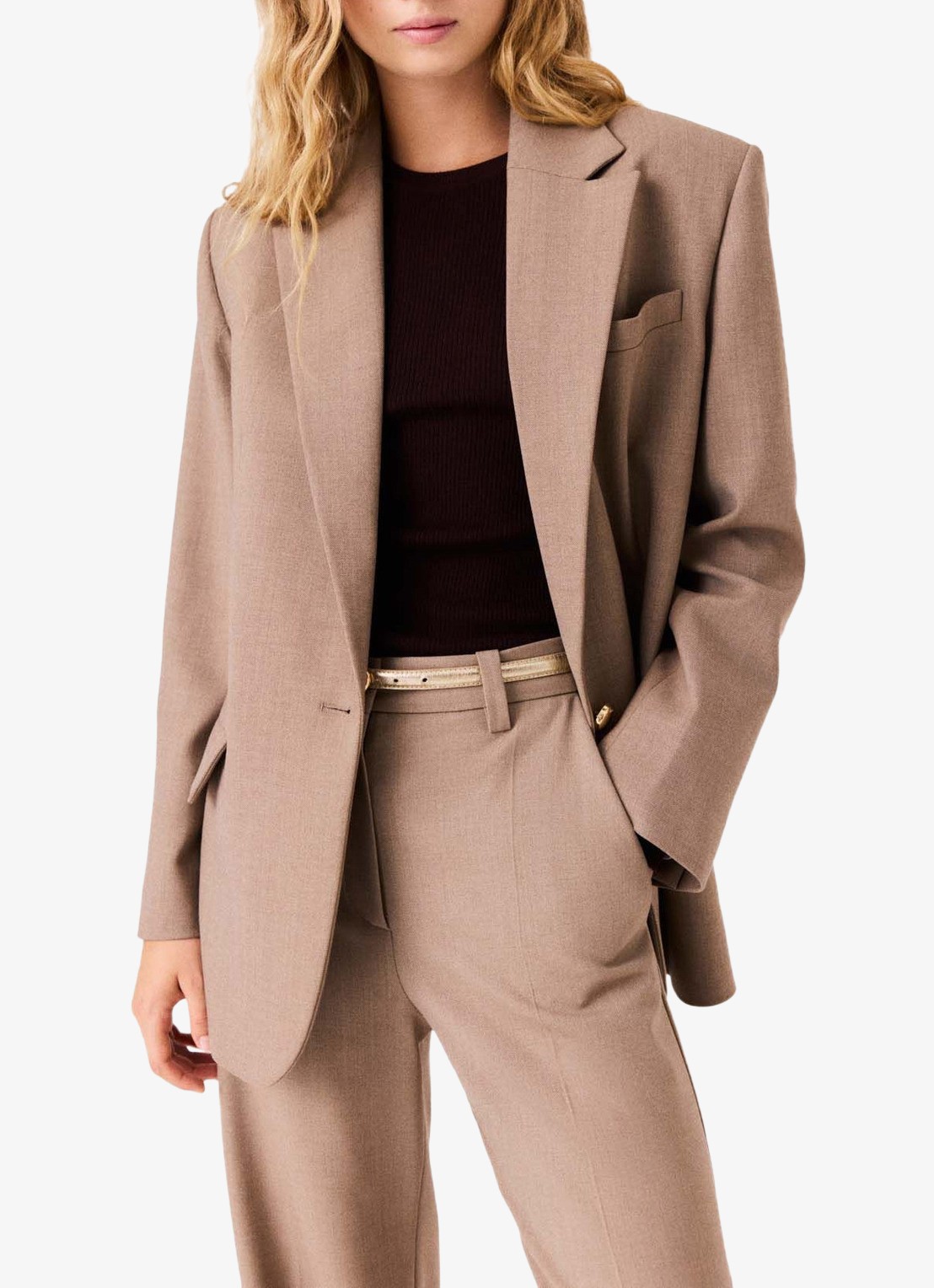 Maje Blazer in wolblend met klepzakken - detail 2 beige