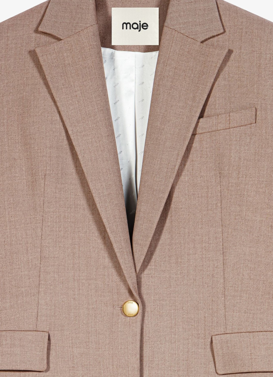 Maje Blazer in wolblend met klepzakken - detail 5 beige
