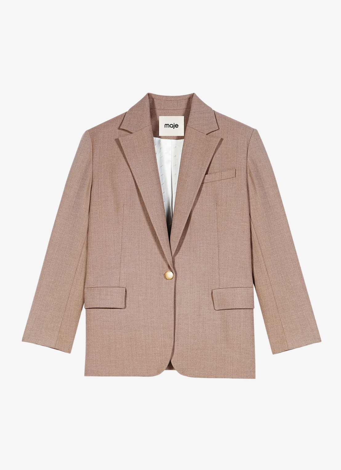 Maje Blazer in wolblend met klepzakken - voorkant 6 beige