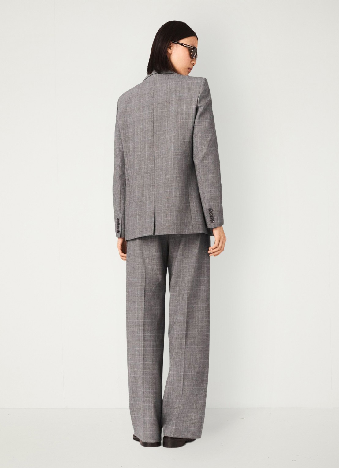 Maje Blazer in wolblend met ruitdessin - achterkant 3 grijs