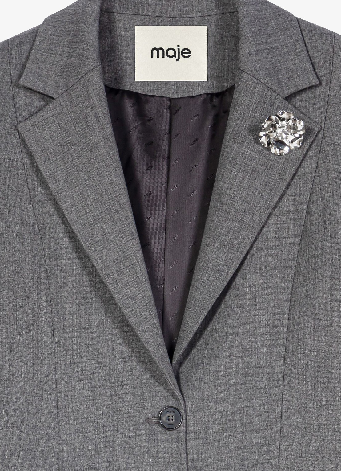 Maje Blazer in wolblend - detail 4 grijs