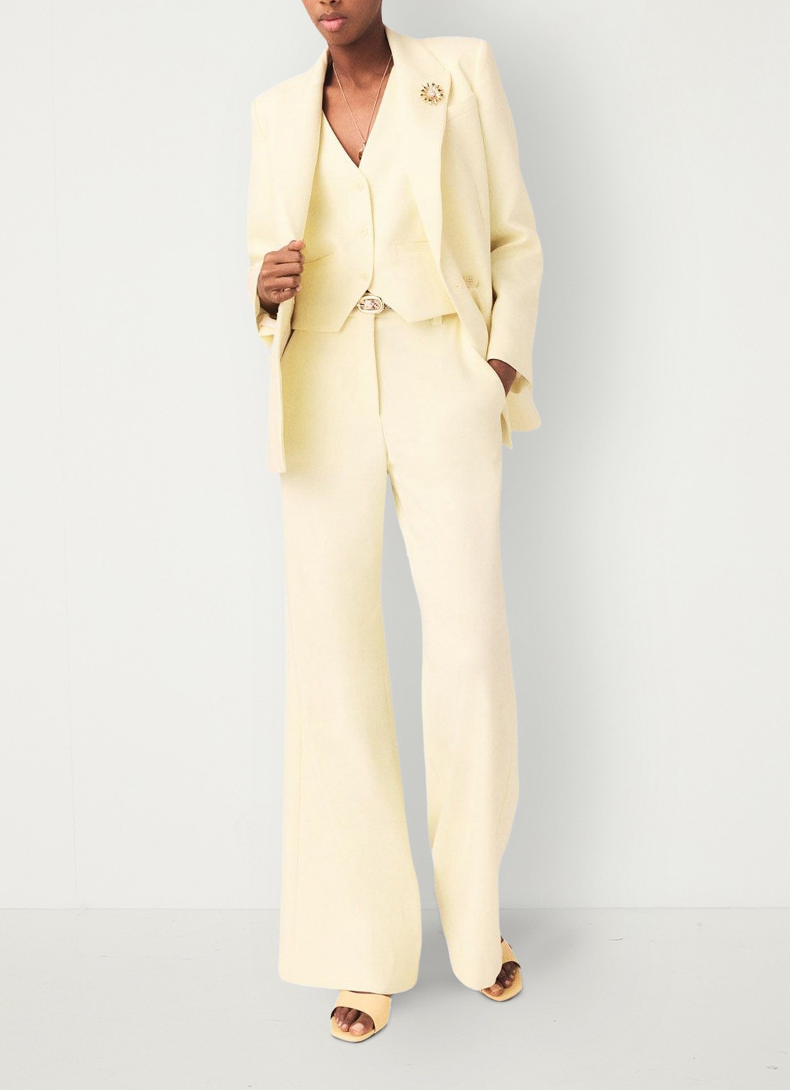 Maje Blazer met klepzakken - detail 4 lichtgeel