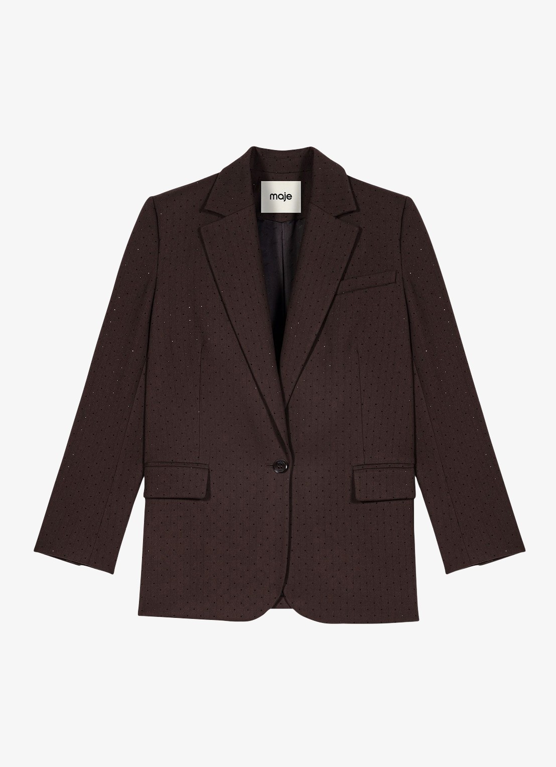 Maje Blazer met strass en klepzakken - voorkant 7 bruin