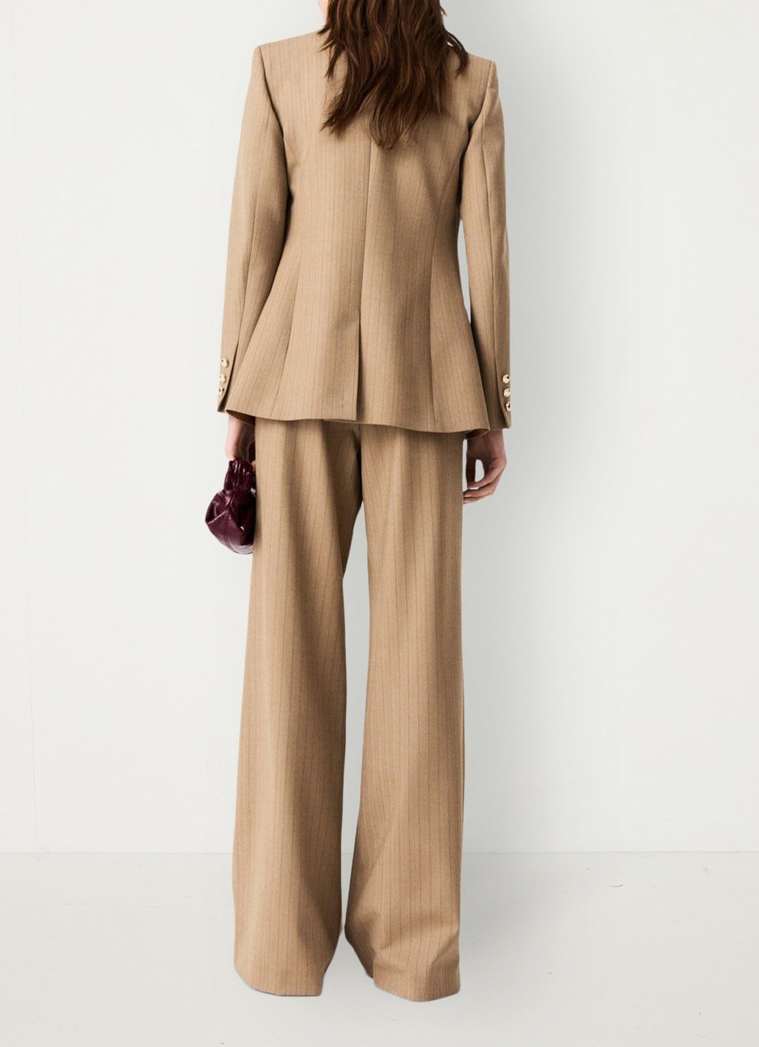 Maje Blazer met streepprint - achterkant 6 beige / beige