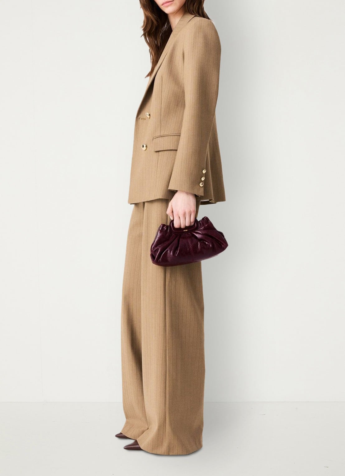 Maje Blazer met streepprint - detail 2 beige / beige