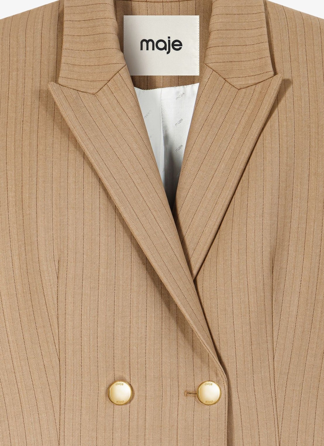 Maje Blazer met streepprint - detail 5 beige / beige