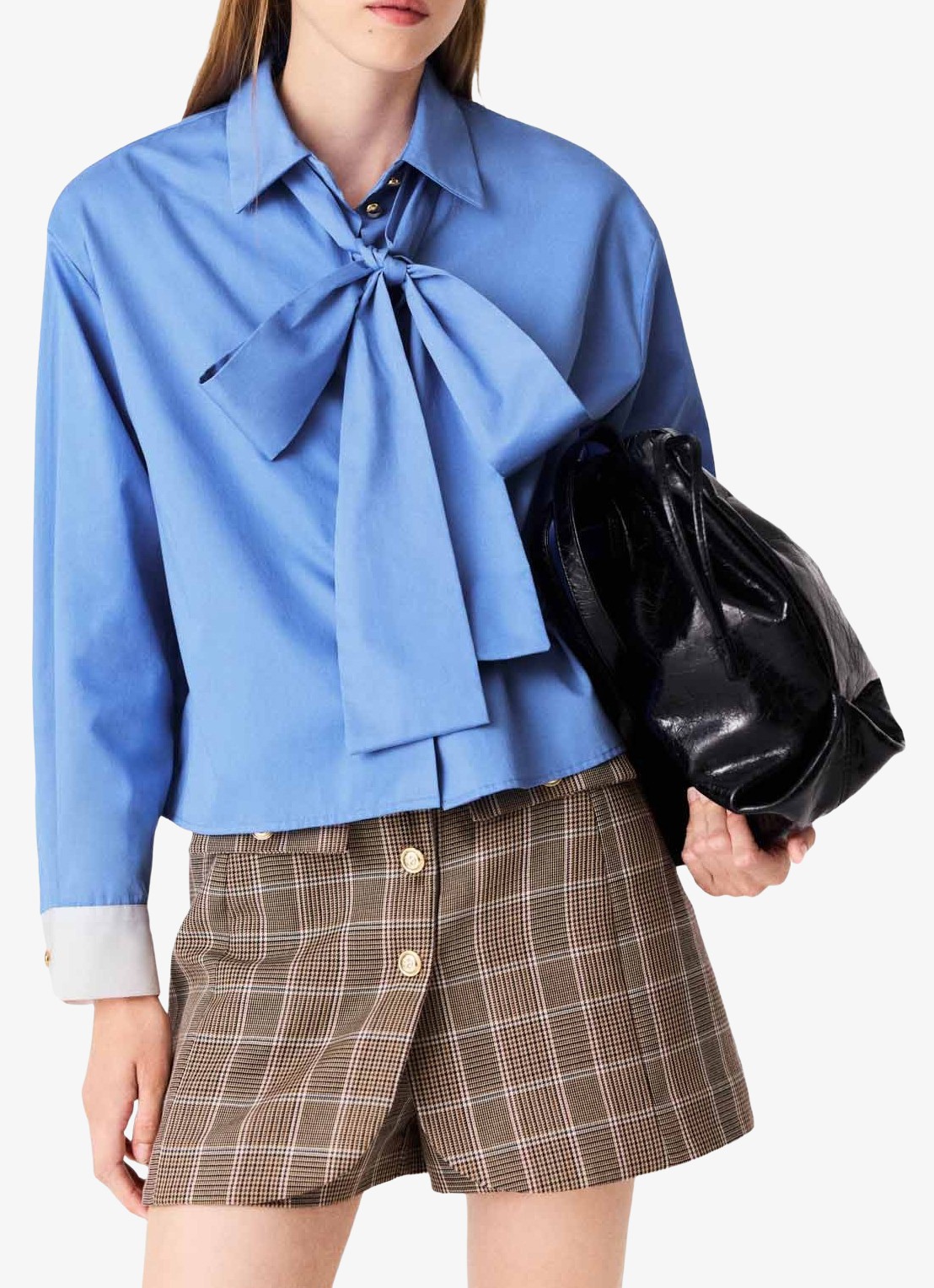 Maje Blouse met afneembare sjaalkraag - detail 3 blauw
