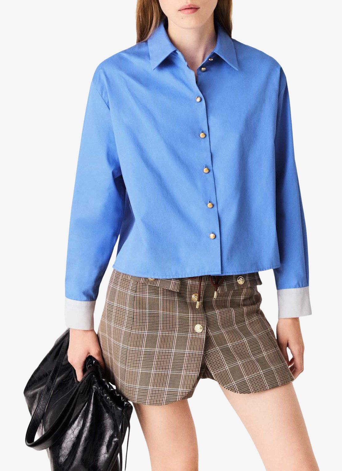 Maje Blouse met afneembare sjaalkraag - detail 6 blauw