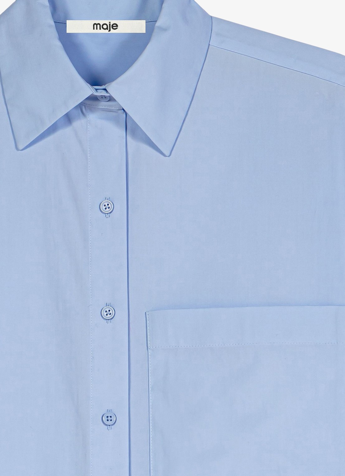 Maje Blouse met borstzak - detail 2 lichtblauw