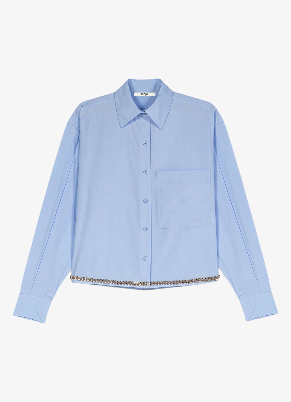 Maje Blouse met borstzak - voorkant lichtblauw