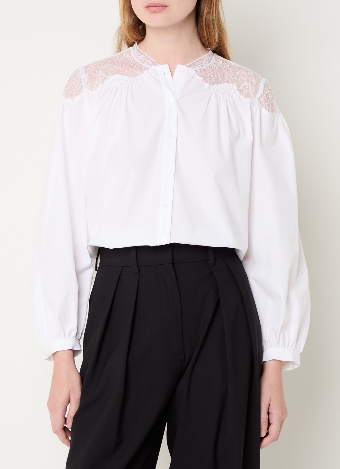 Maje Blouse met details van kant - detail wit