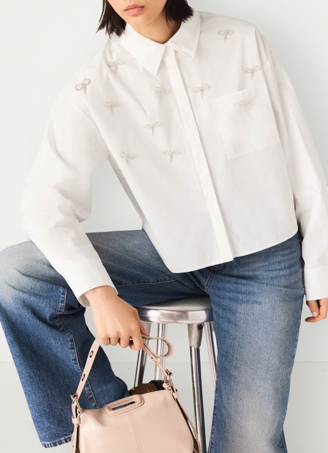 Maje Blouse met imitatieparels - detail 2 wit
