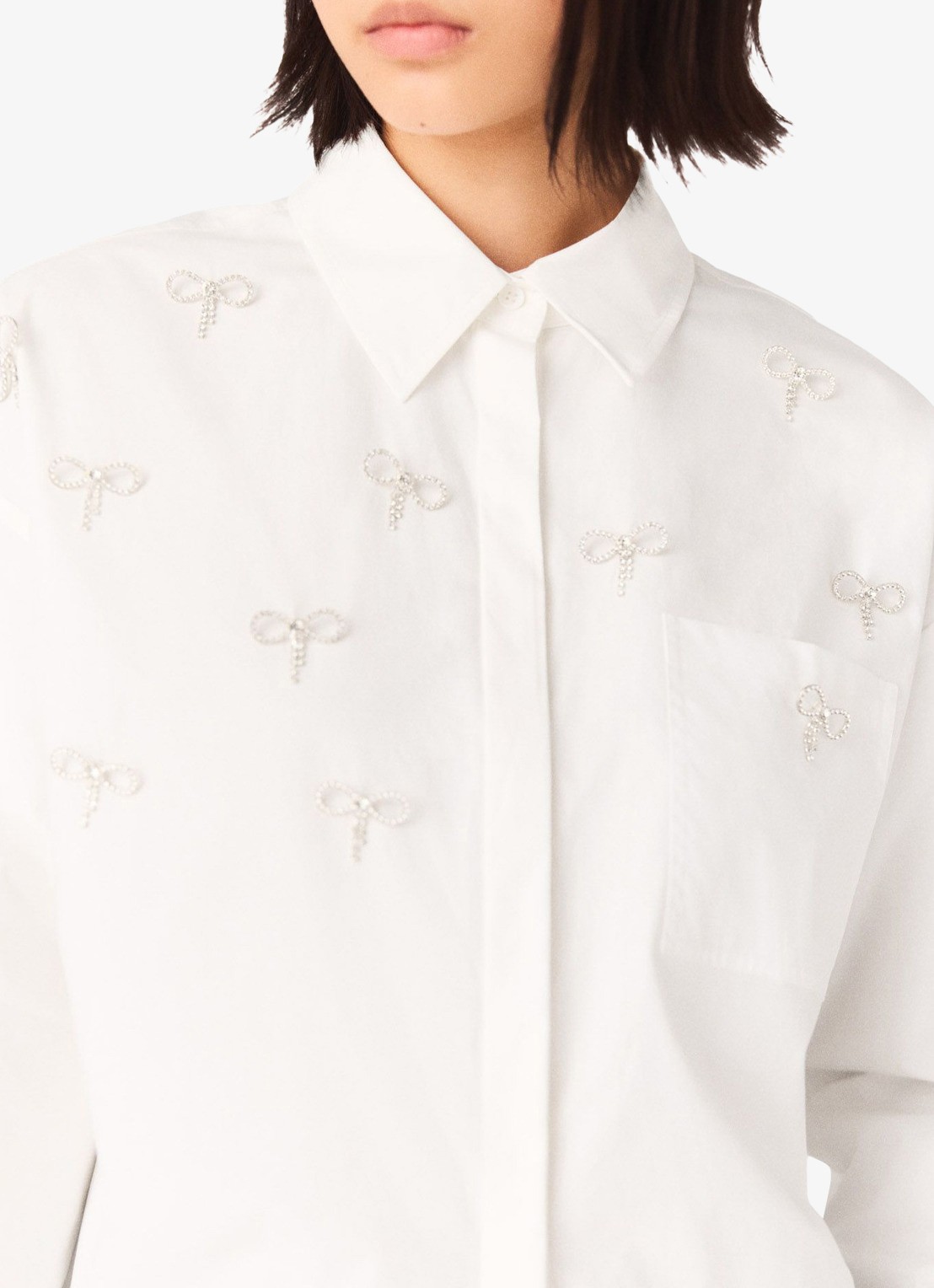 Maje Blouse met imitatieparels - detail 4 wit
