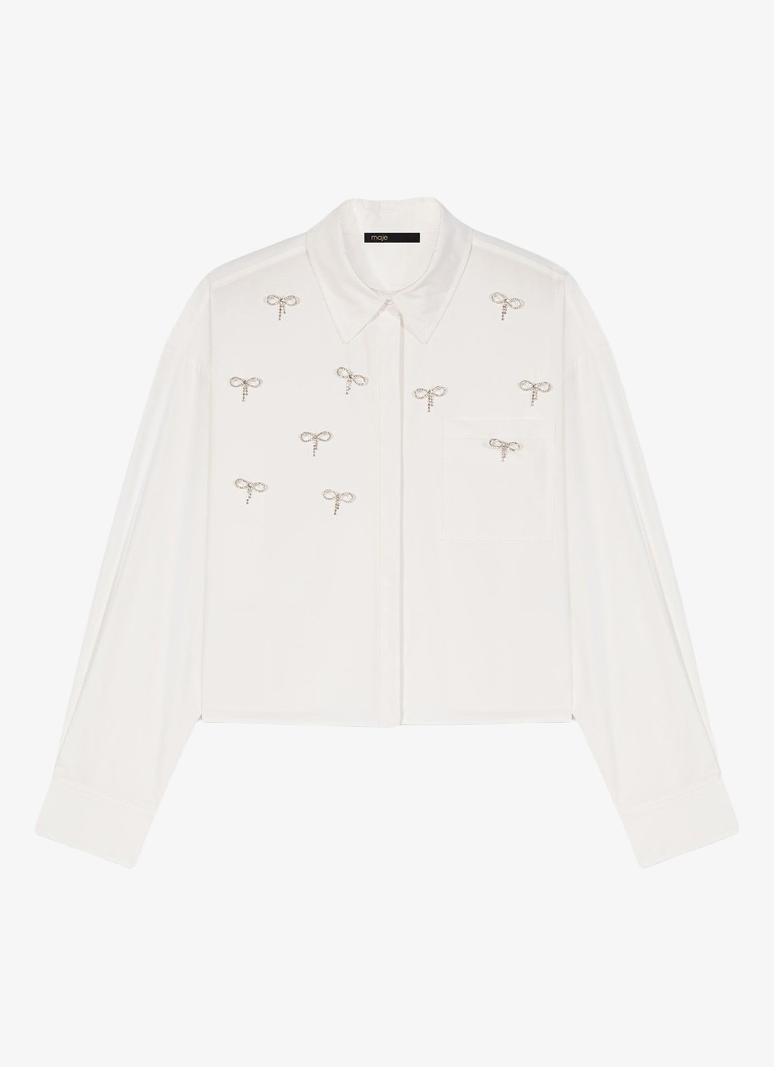 Maje Blouse met imitatieparels - voorkant 6 wit