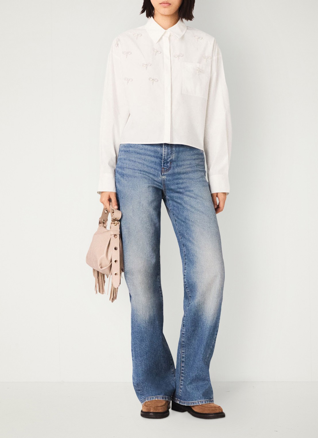 Maje Blouse met imitatieparels - voorkant 7 wit
