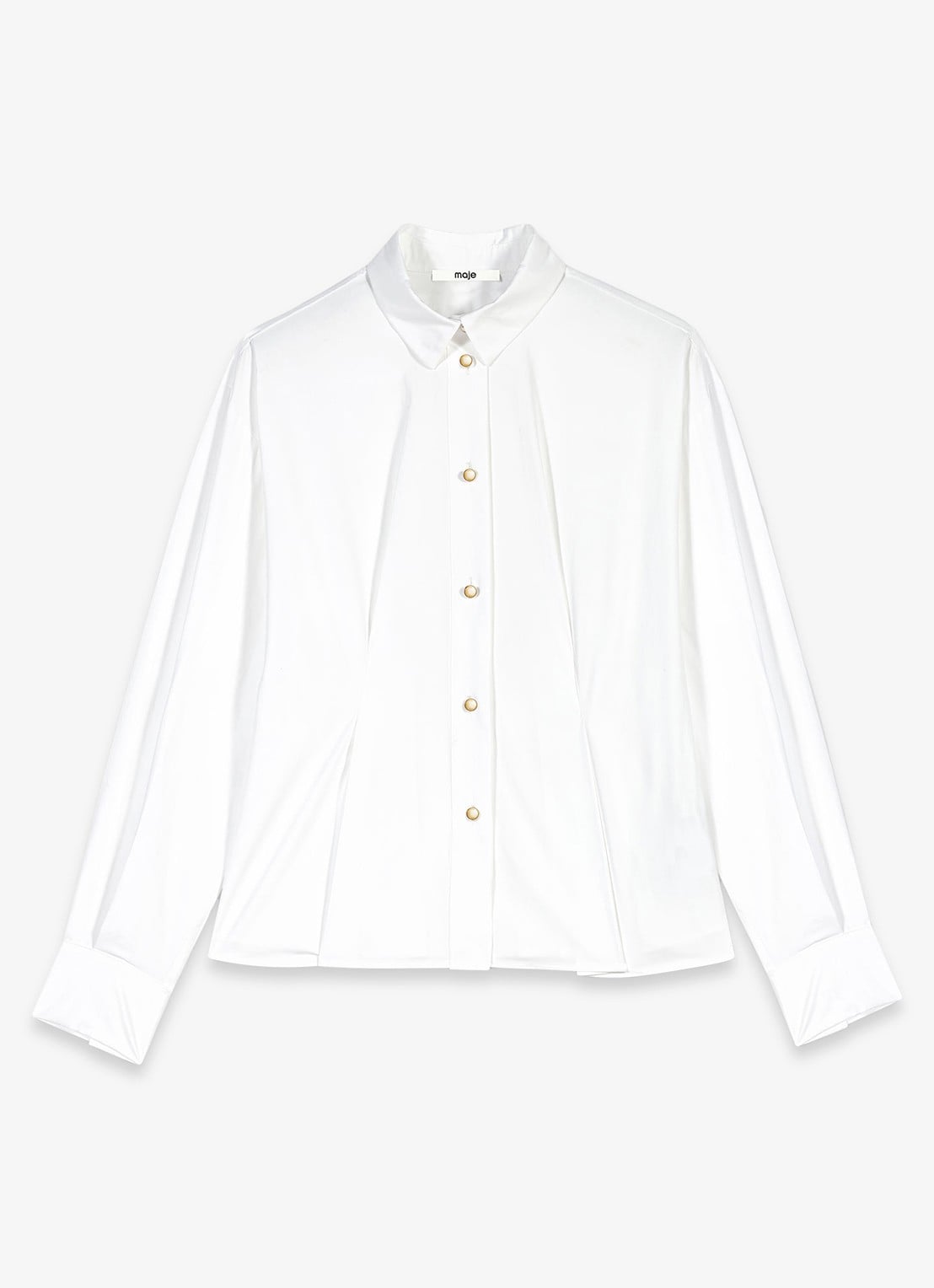 Maje Blouse met plooidetail  - voorkant 2 wit