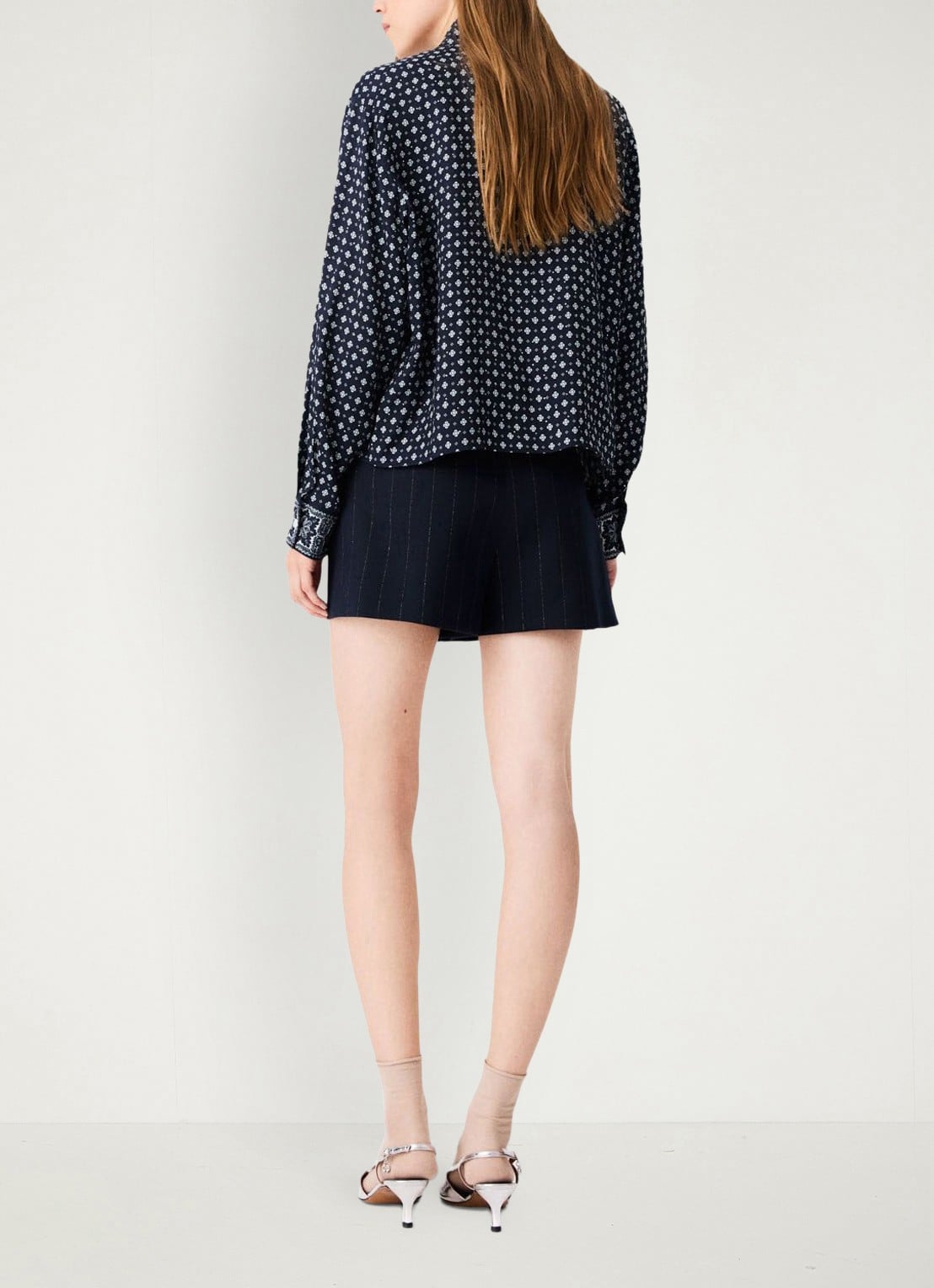Maje Blouse met print - achterkant 8 donkerblauw