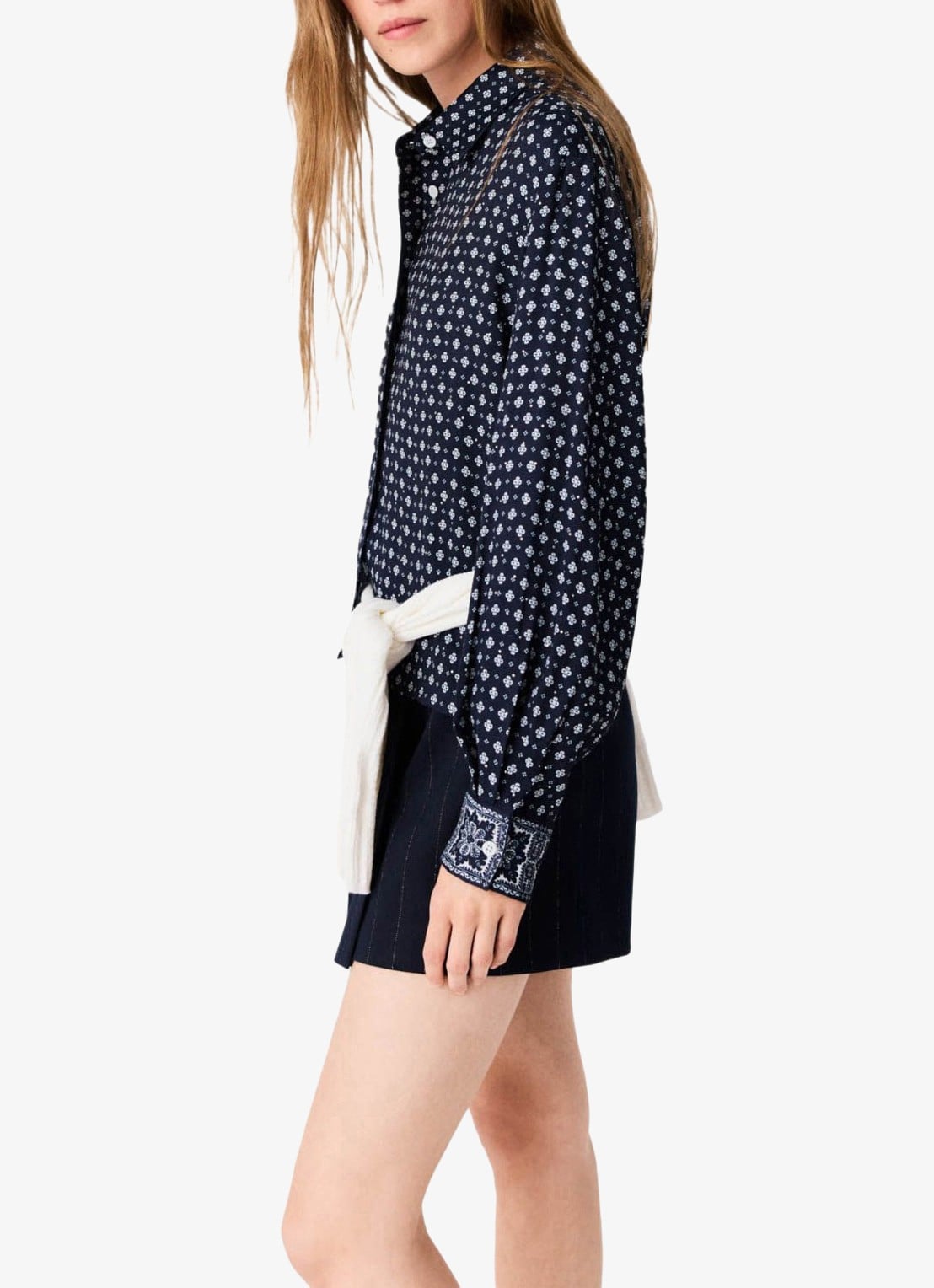 Maje Blouse met print - detail 2 donkerblauw