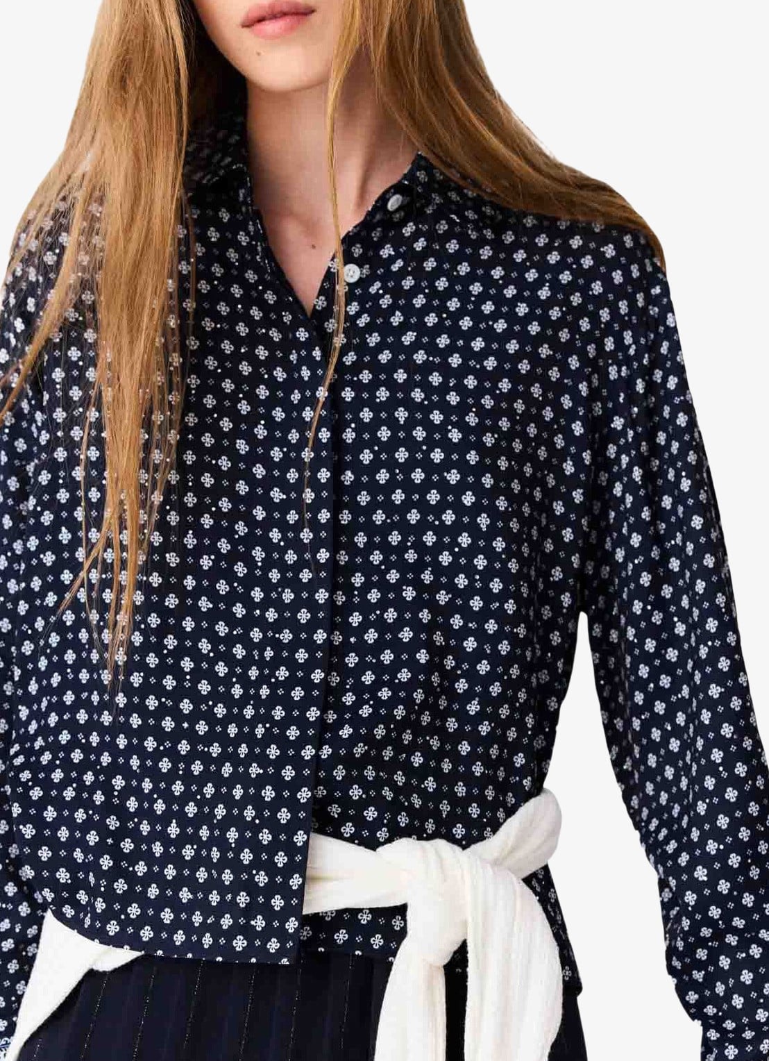 Maje Blouse met print - detail 3 donkerblauw