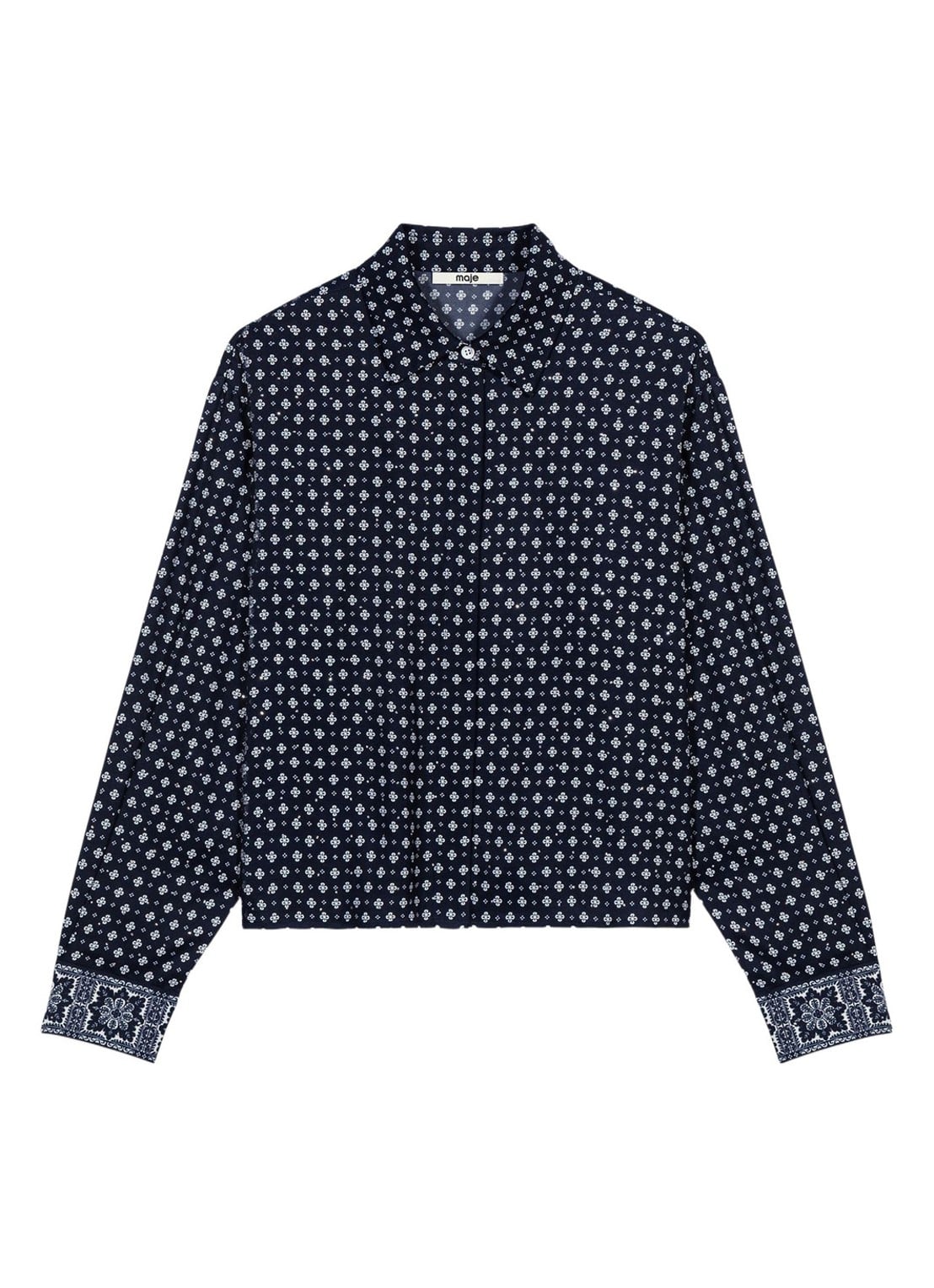 Maje Blouse met print - voorkant 6 donkerblauw