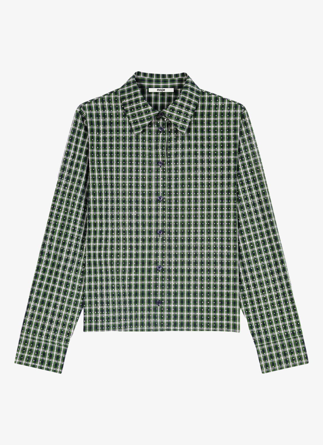 Maje Blouse met sjaalkraag en ruitdessin - detail 3 groen