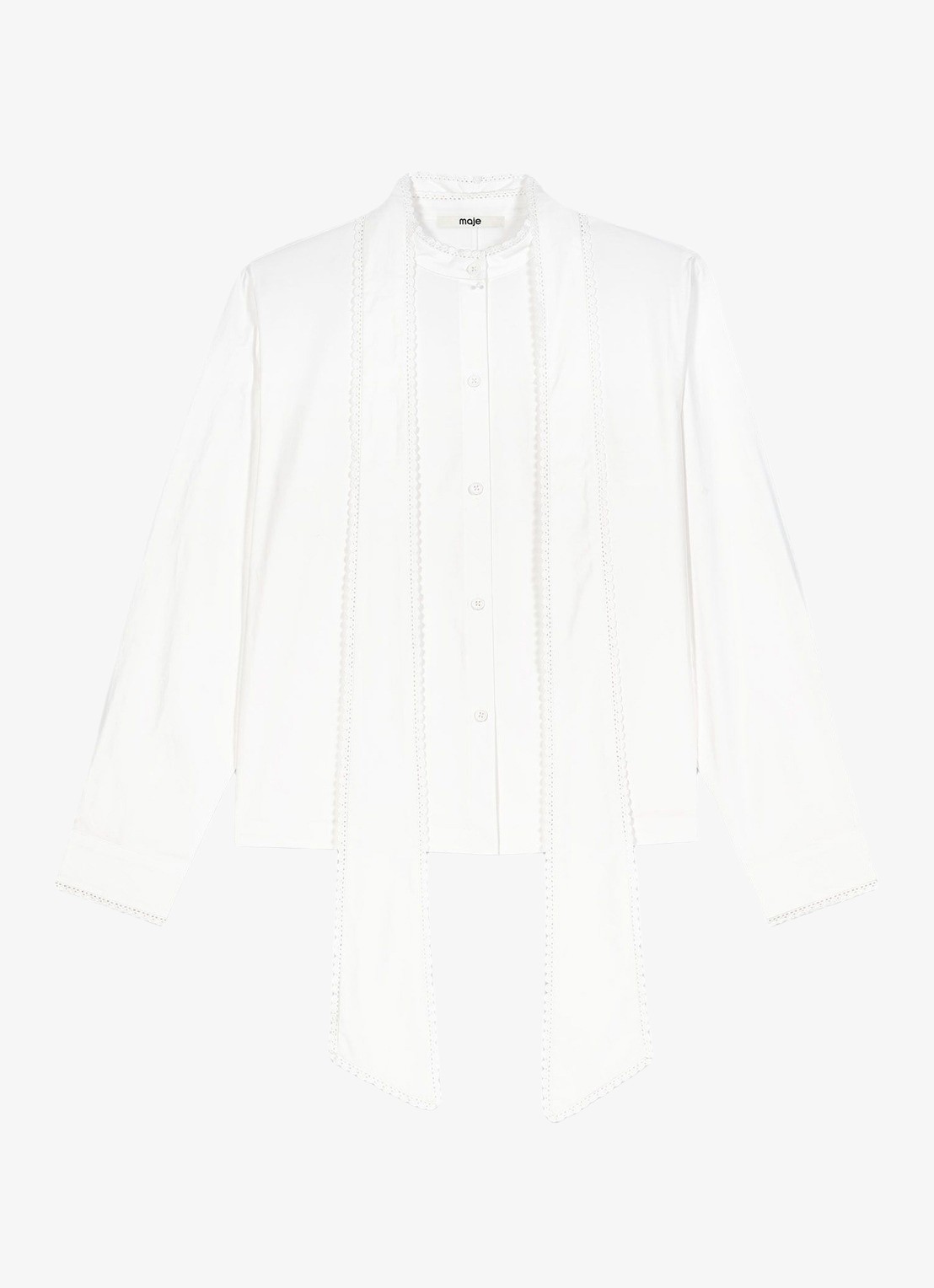 Maje Blouse met sjaalkraag - detail 2 white / wit