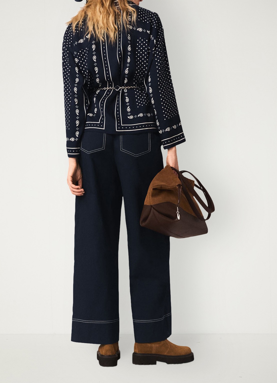 Maje Blouse met stippenprint - achterkant 3 donkerblauw