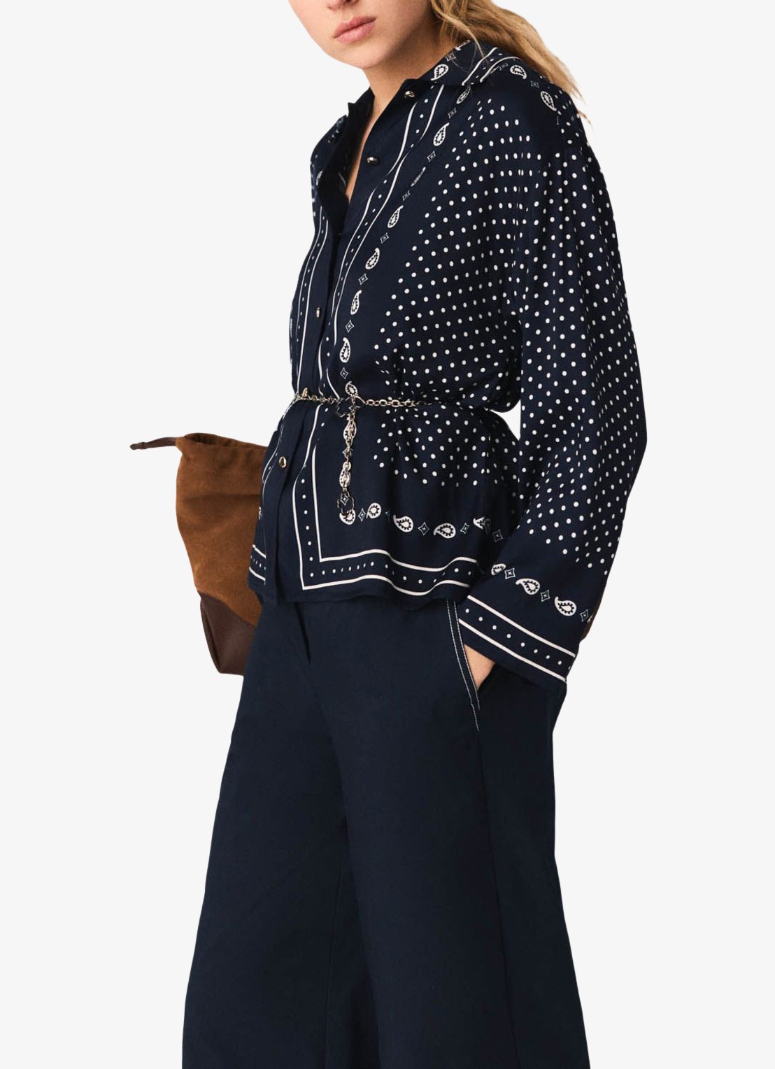 Maje Blouse met stippenprint - detail 5 donkerblauw