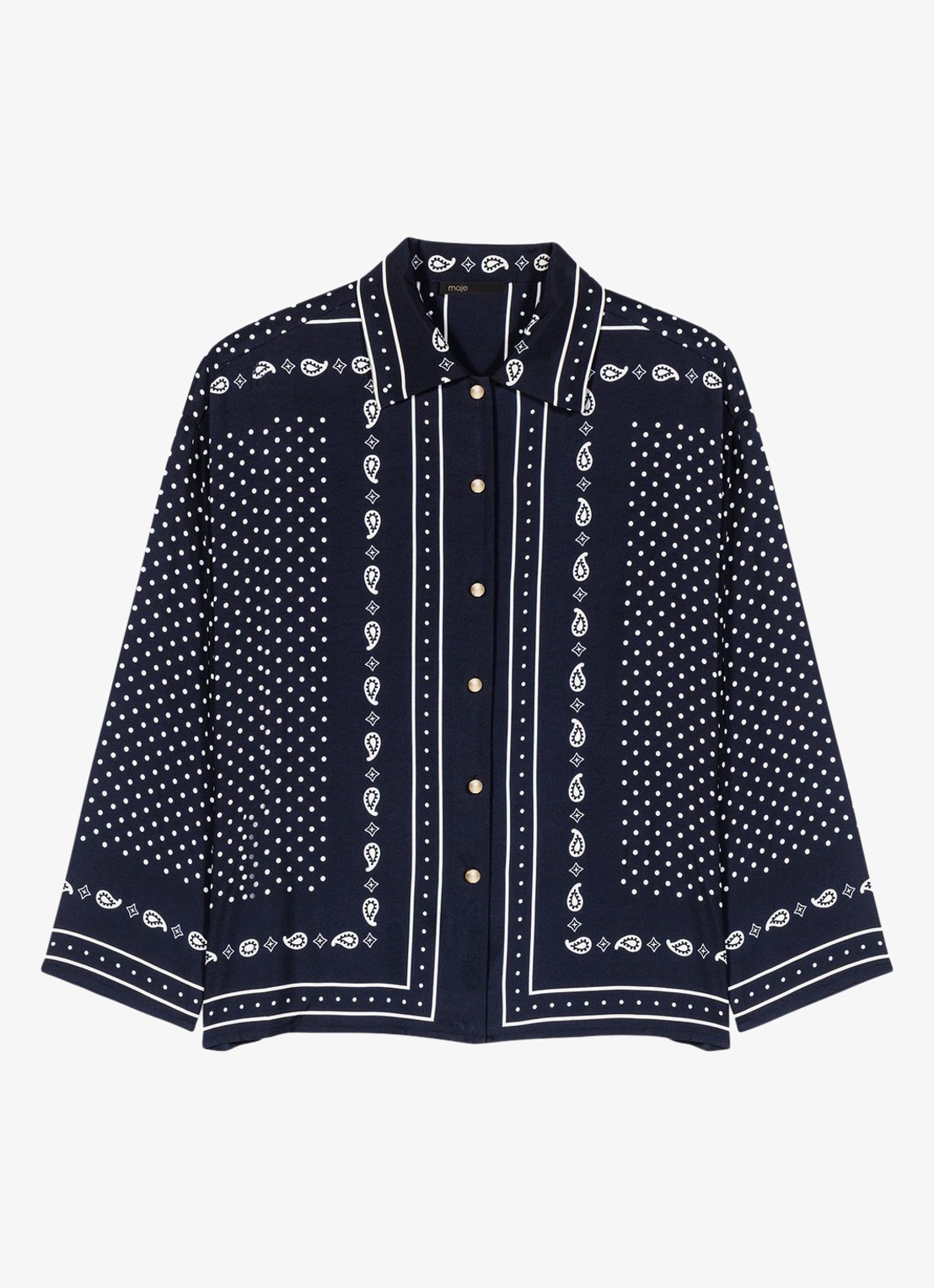 Maje Blouse met stippenprint - detail 7 donkerblauw