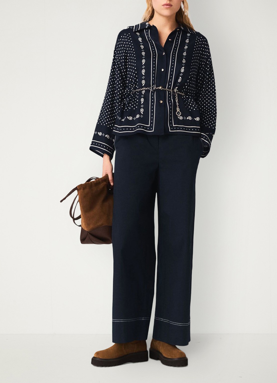 Maje Blouse met stippenprint - voorkant 2 donkerblauw