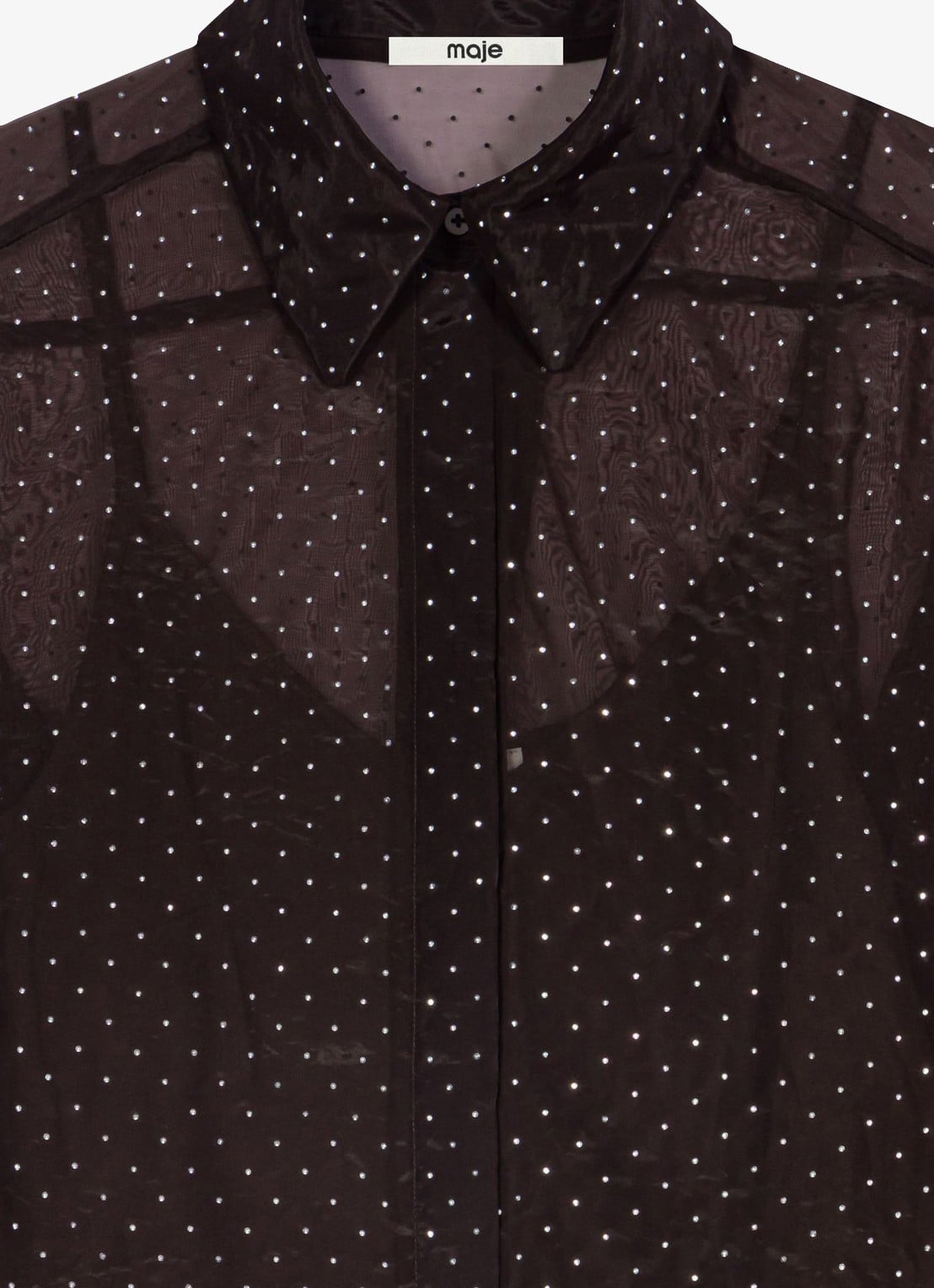Maje Blouse met stippenprint - detail 2 donkerbruin