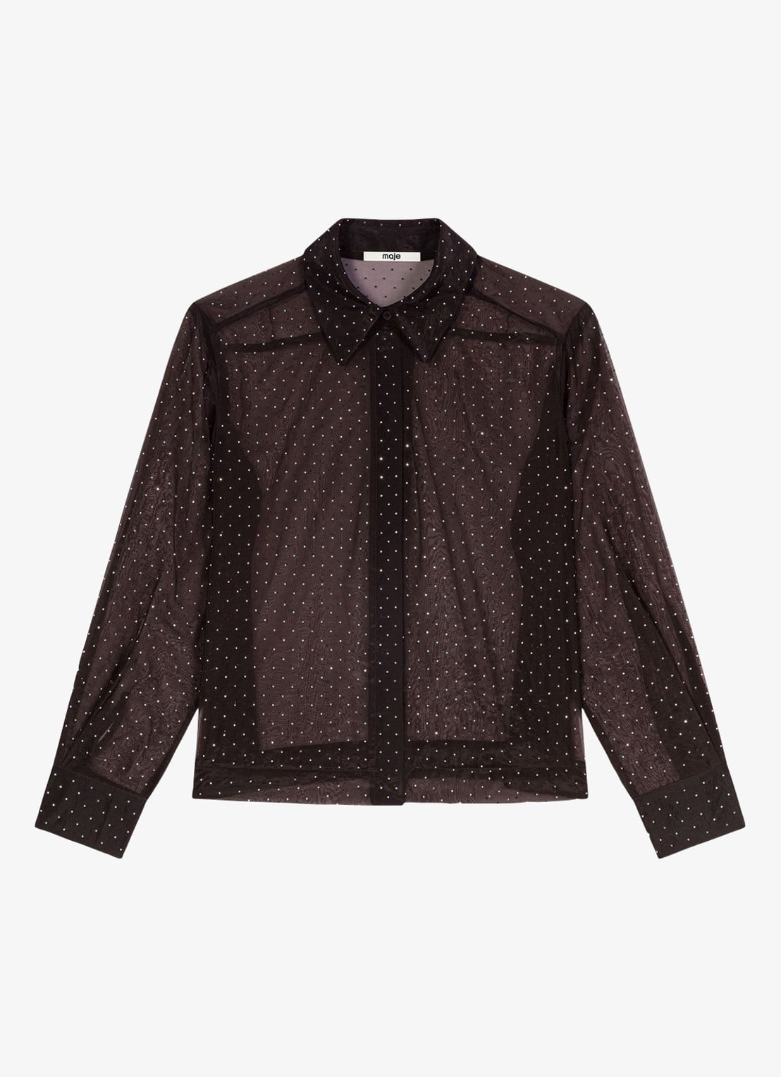 Maje Blouse met stippenprint - detail 3 donkerbruin
