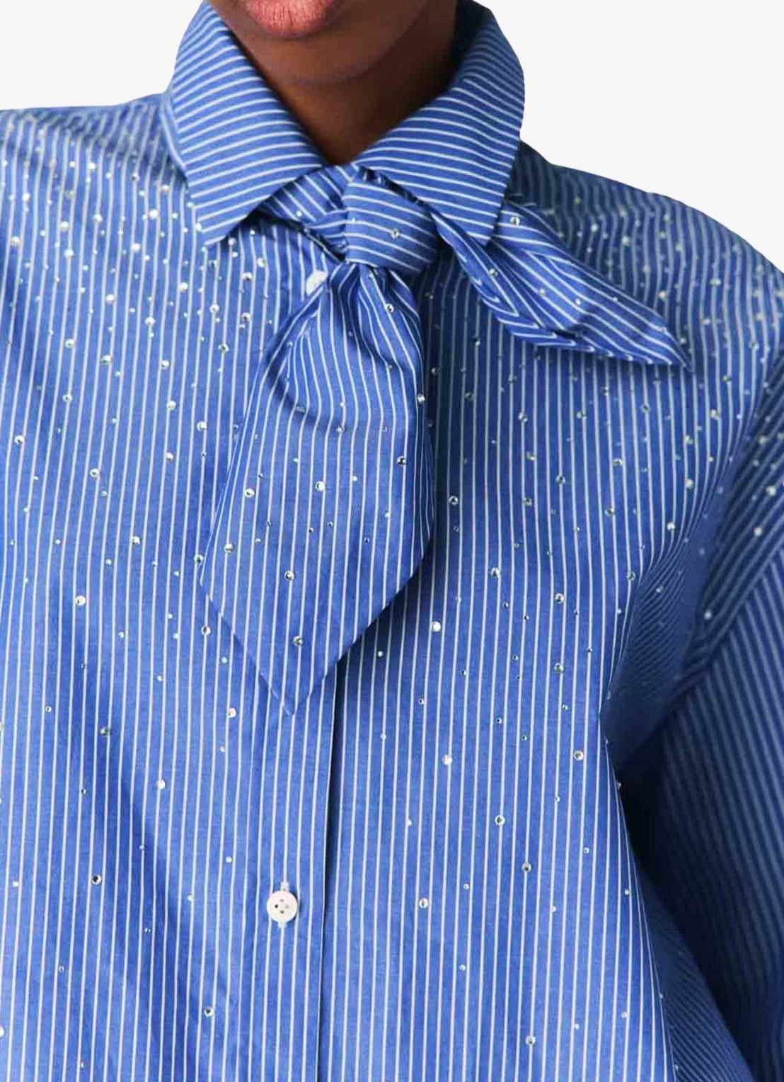 Maje Blouse met strass en afneembare sjaalkraag - detail 6 blauw