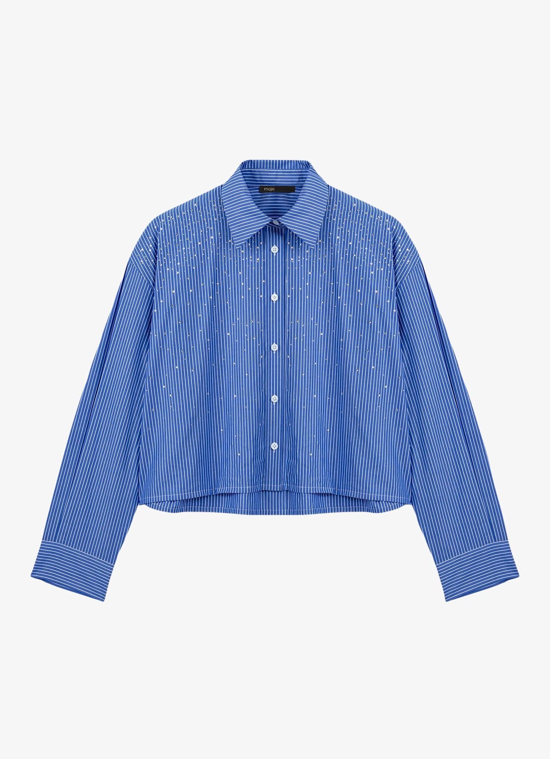 Maje Blouse met strass en afneembare sjaalkraag - detail 7 blauw