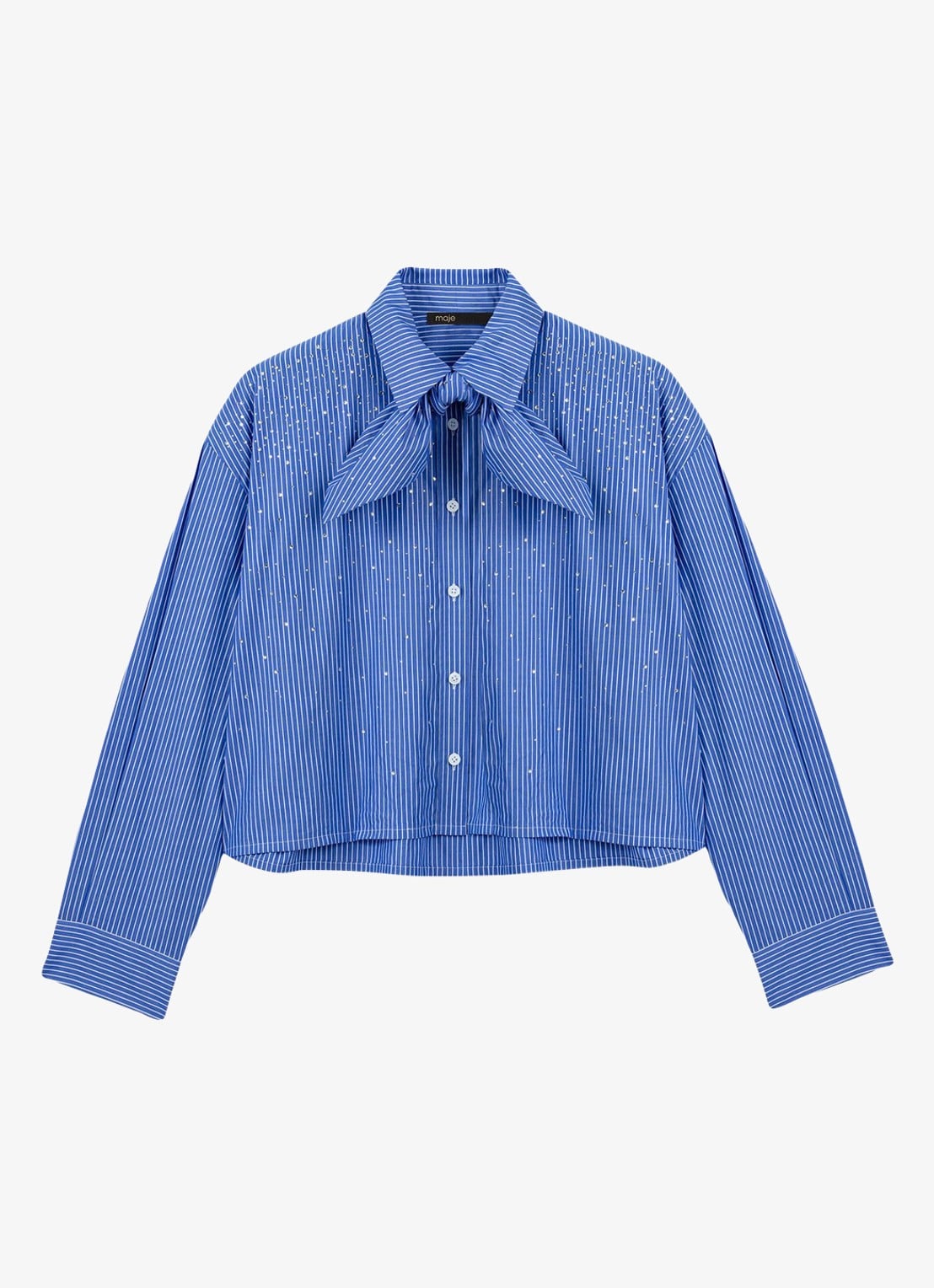 Maje Blouse met strass en afneembare sjaalkraag - voorkant 2 blauw