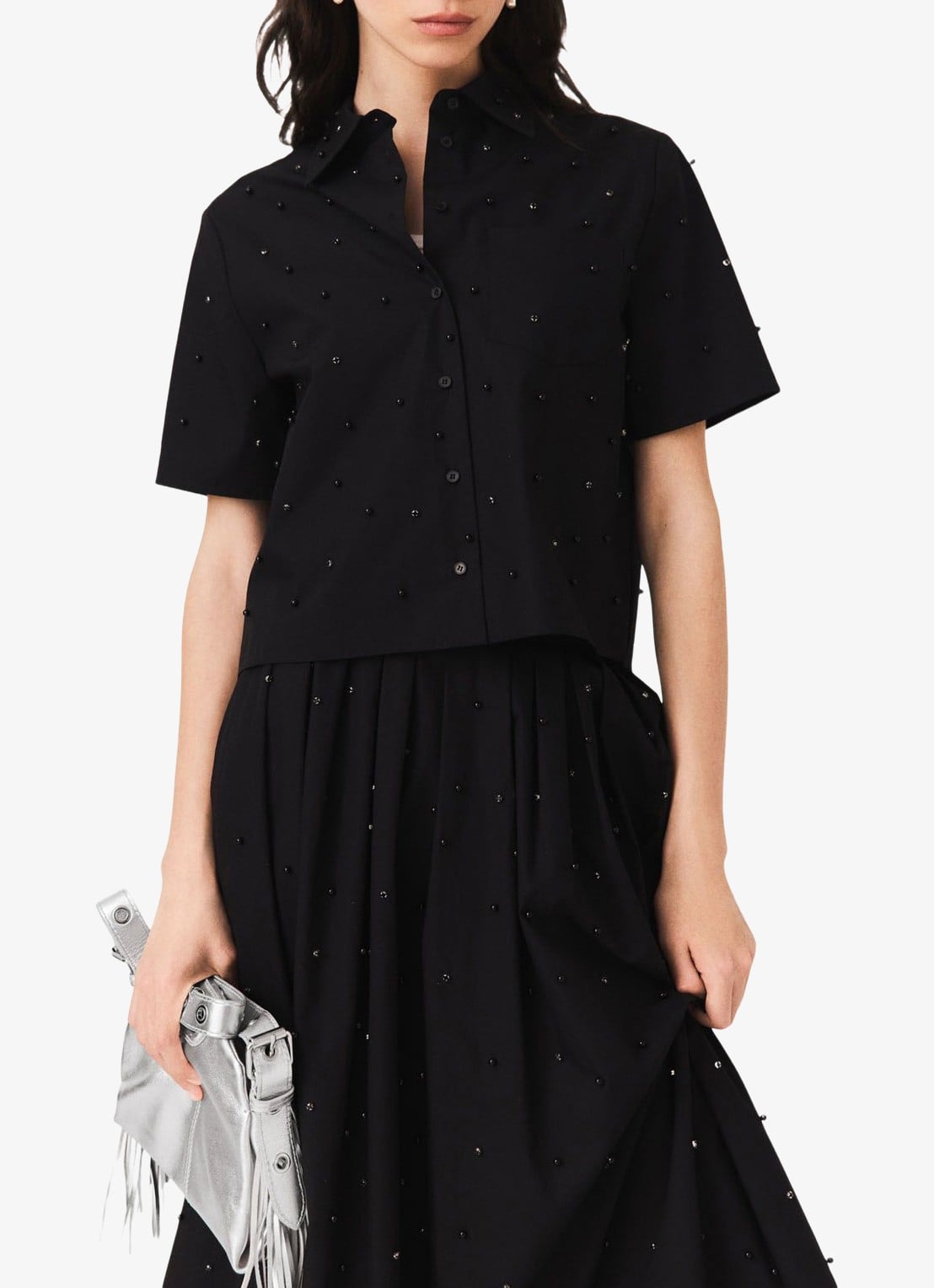 Maje Blouse met strass - detail 4 zwart