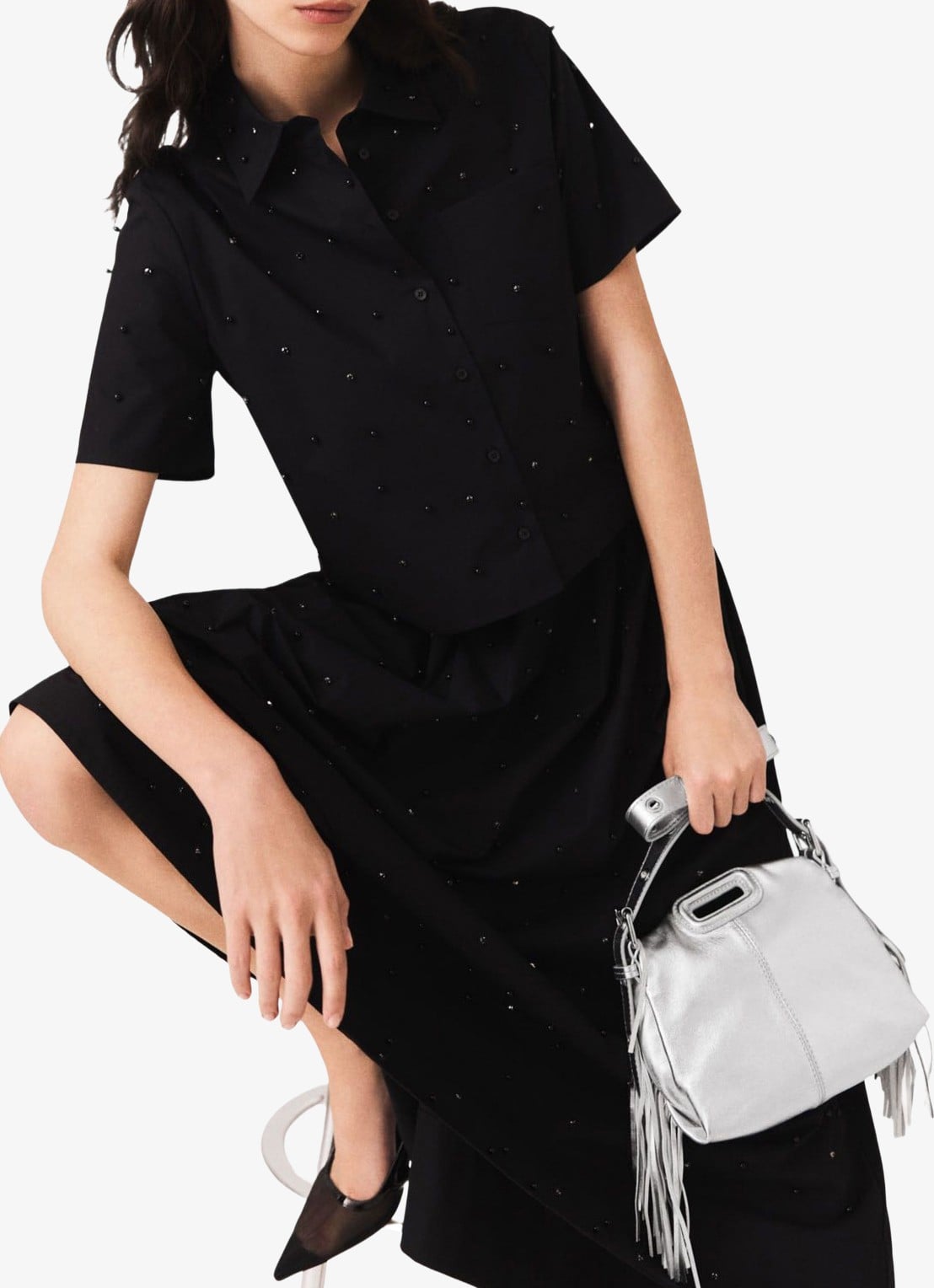 Maje Blouse met strass - detail 7 zwart