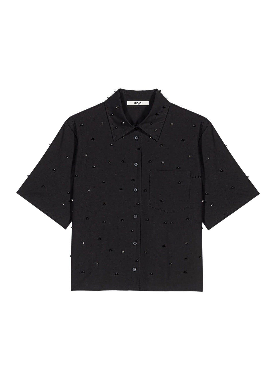 Maje Blouse met strass - voorkant zwart