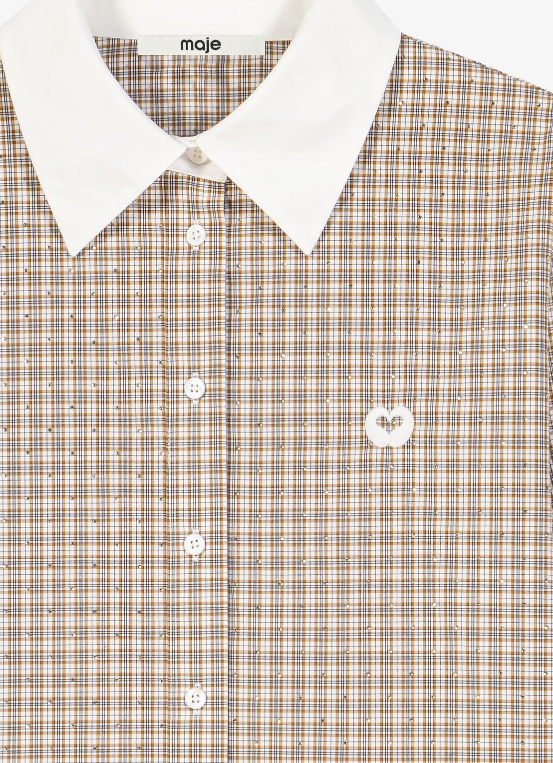 Maje Blouse met strassdetails met ruitdessin - detail beige / beige