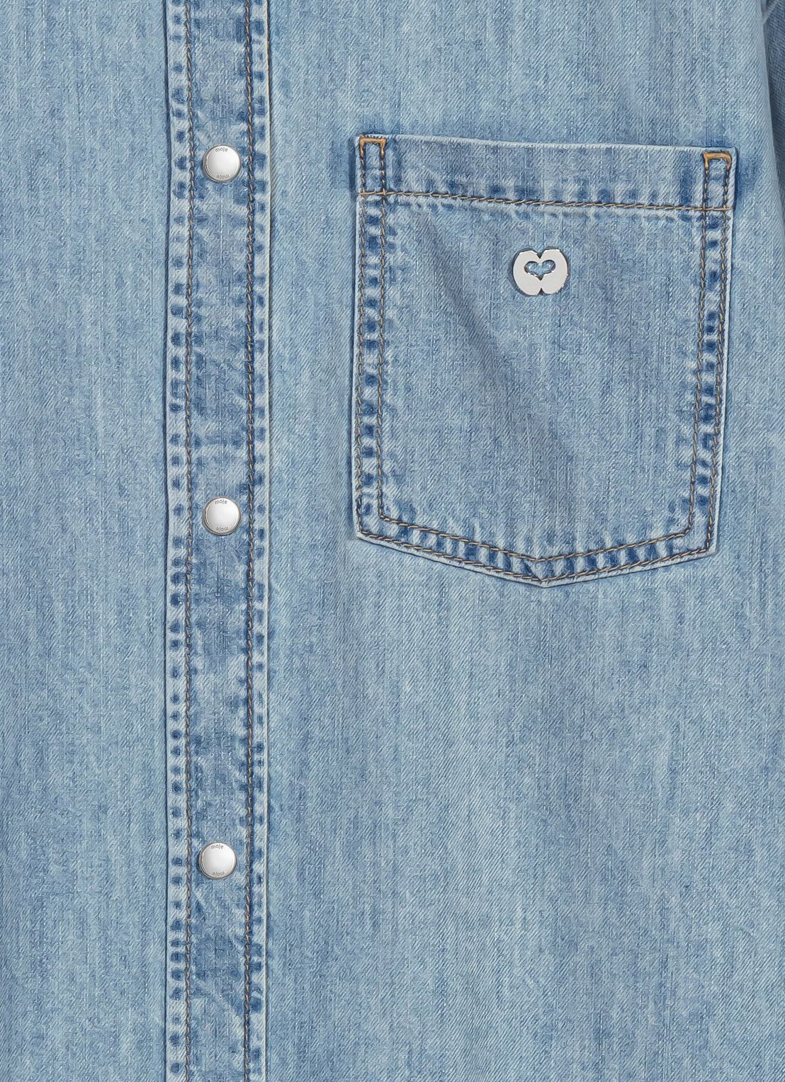 Maje Blouse van denim met borstzak en strass - detail 7 donkerblauw