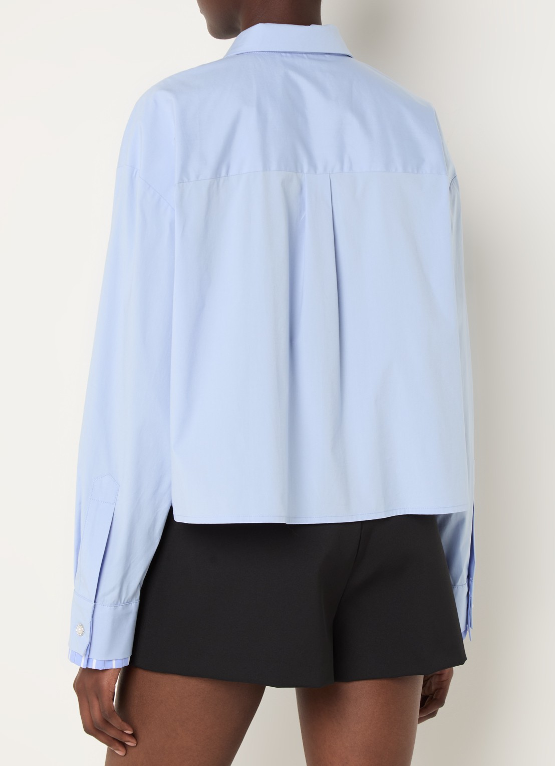 Maje Blouse van  katoen met stropdas - achterkant lichtblauw
