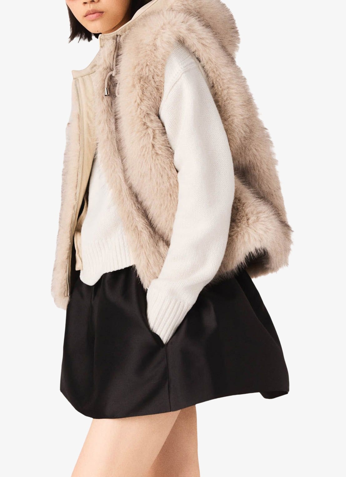 Maje Bodywarmer van imitatiebond - detail 5 beige