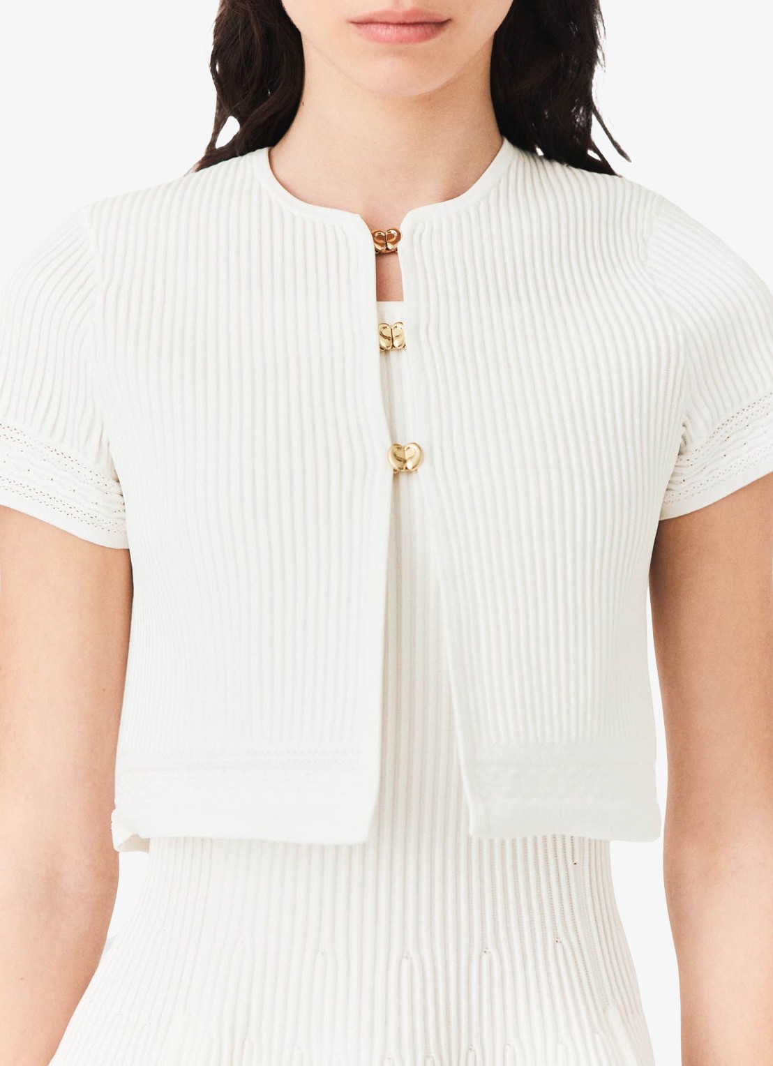 Maje Bolero met ribstructuur - detail 4 wit