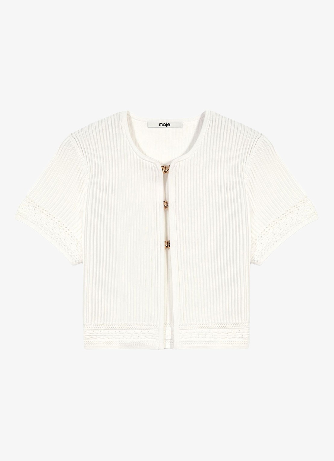 Maje Bolero met ribstructuur - voorkant wit