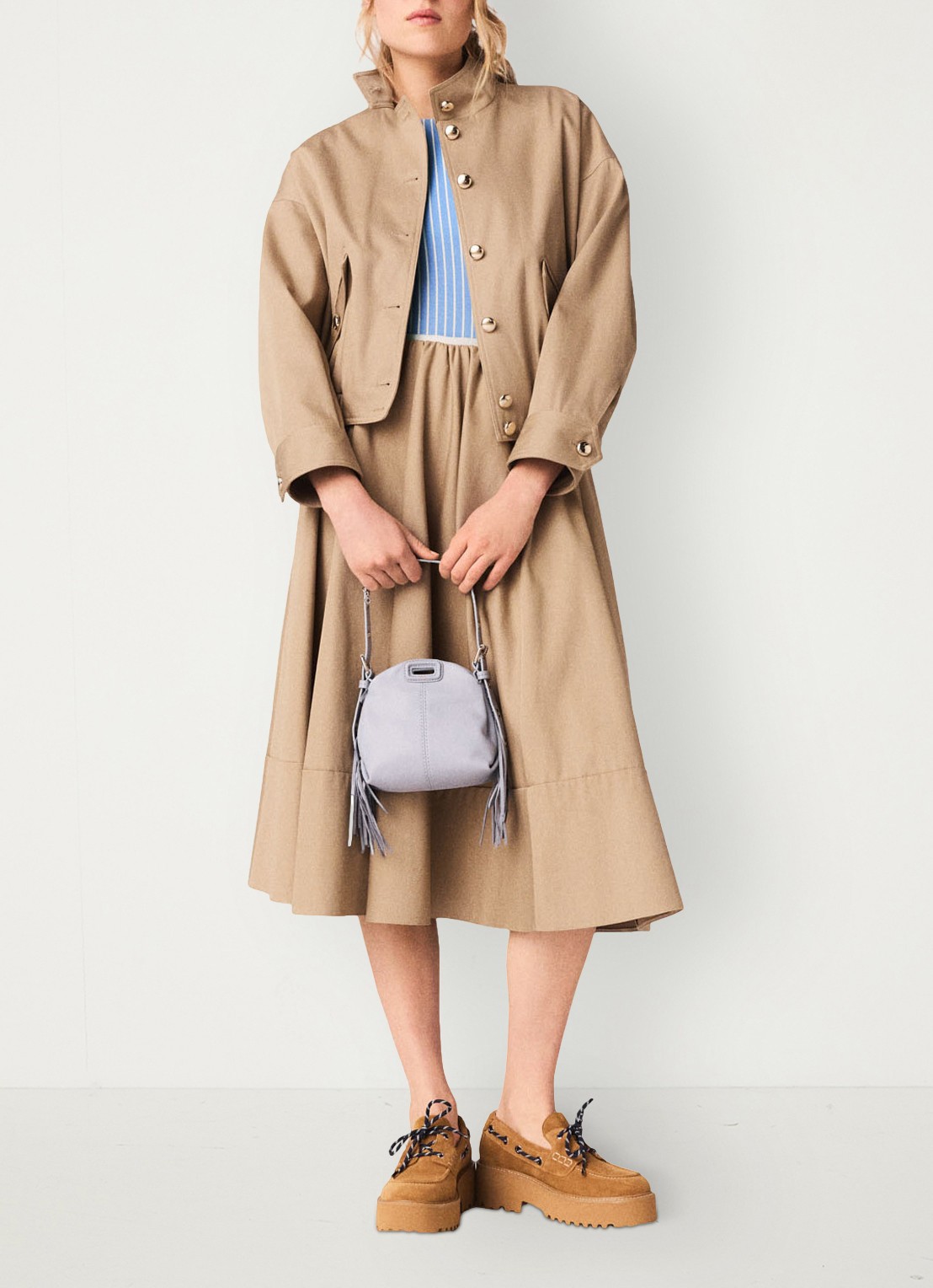 Maje Bomber jack met klepzakken  - voorkant 3 beige