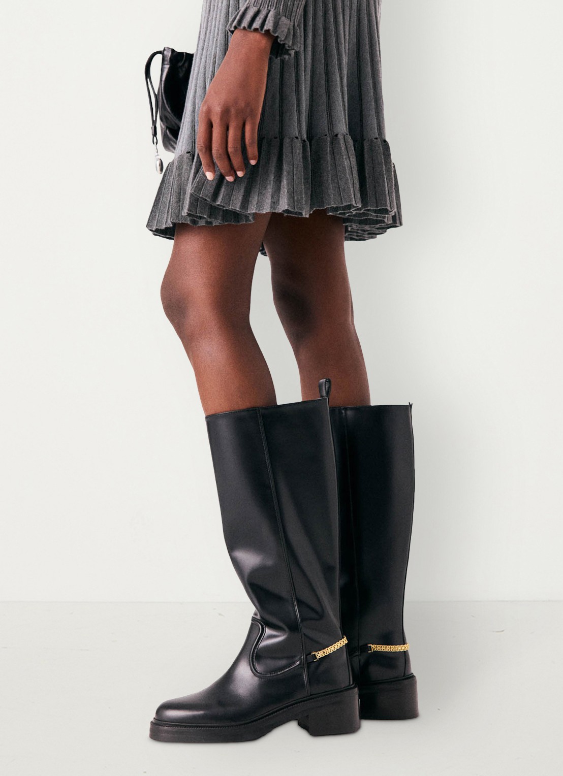 Maje Boots van leer - detail 4 zwart